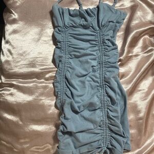 Blue Runched Club Dress